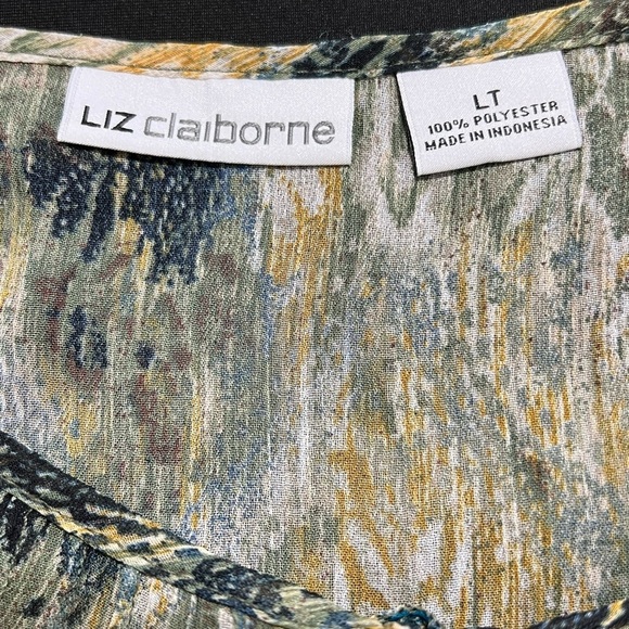 NWOT LIZ CLAIBORNE Sheer Tunic, Size LT (Large Tall), Green/Blue/Gold - Picture 2 of 4